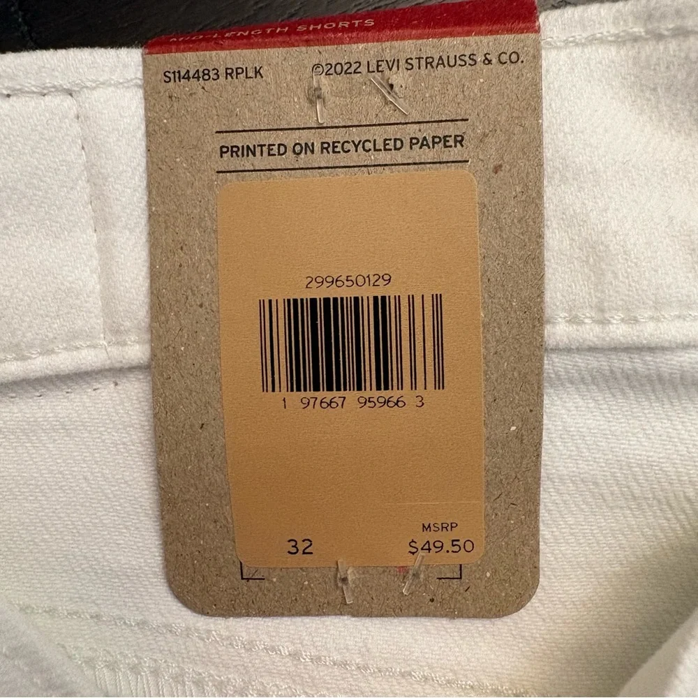 Levi's Classic White Denim Mid Length Jean Shorts Women’s Size 32 NWT - Picture 13 of 16